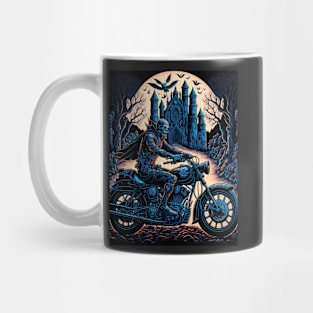 Skeleton Riding Motorbike - Yellow Moon Mug